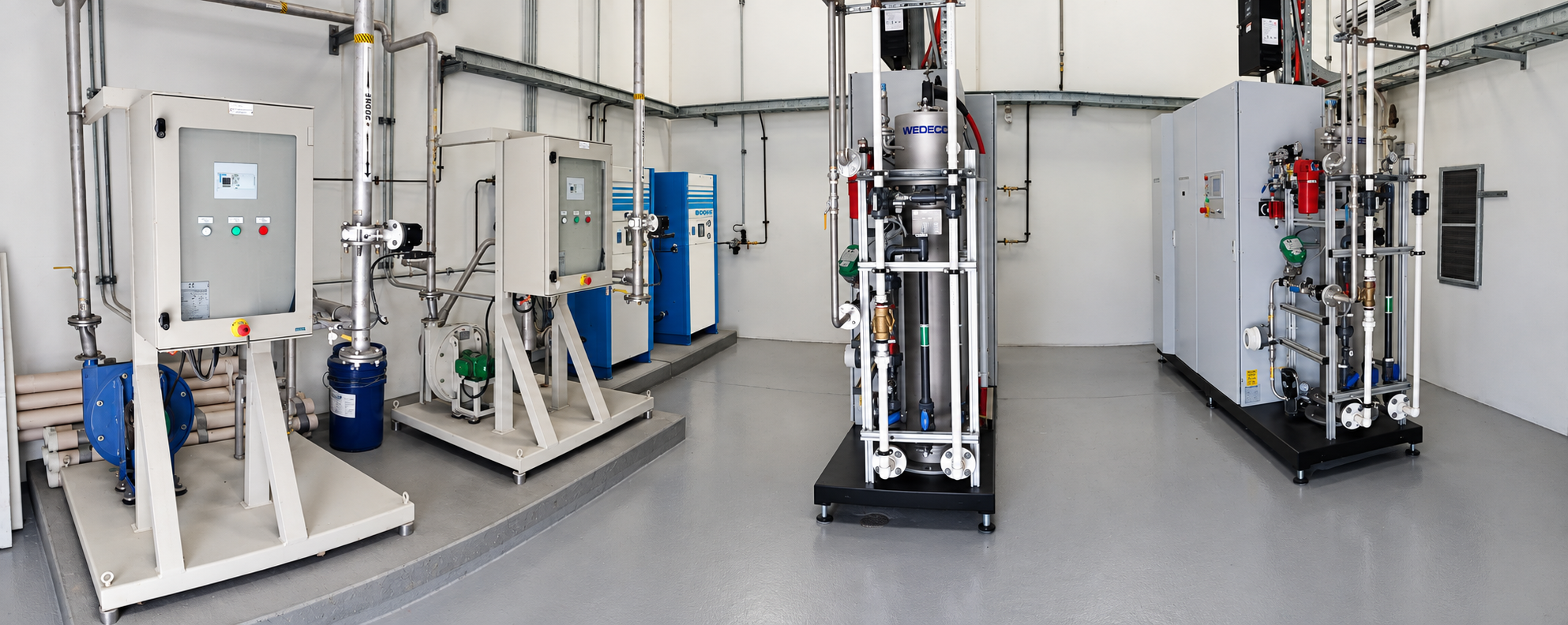 Ozone generation and process equipment installed in a clean plant room